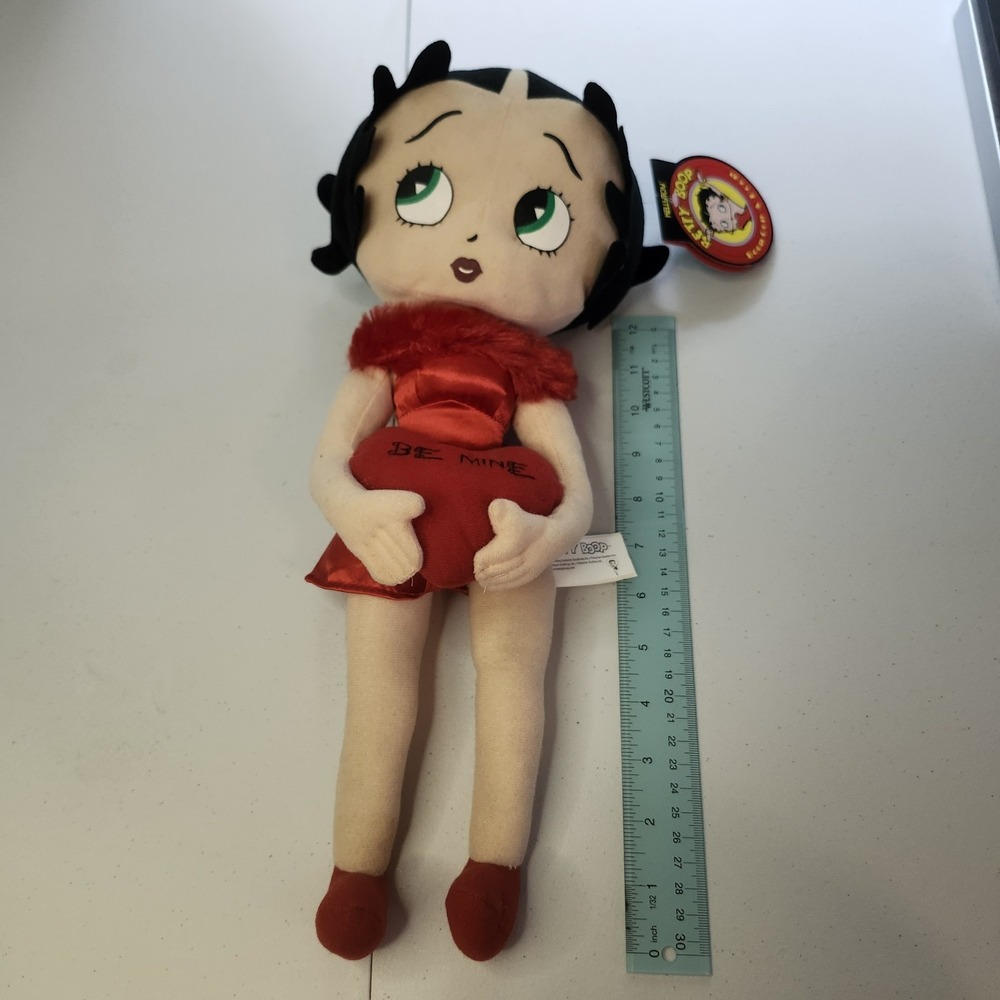 Kellytoy Betty Boop Plush Stuffed Doll Be Mine Heart Red Dress Valentine's...
